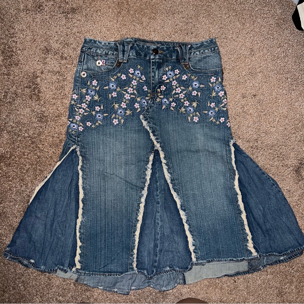 Candie's Blue Paisley Denim Skirt